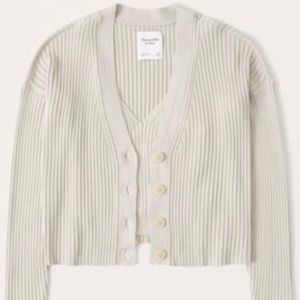 Abercrombie Elevated Ribbed Knit Tank and Cardigan Set